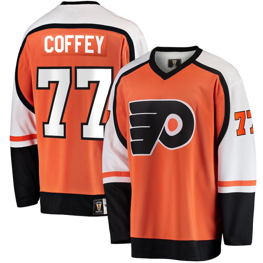 Men Philadelphia Flyers 77 Paul Coffey Fanatics Branded Orange Premier Breakaway Retired Player NHL Jersey